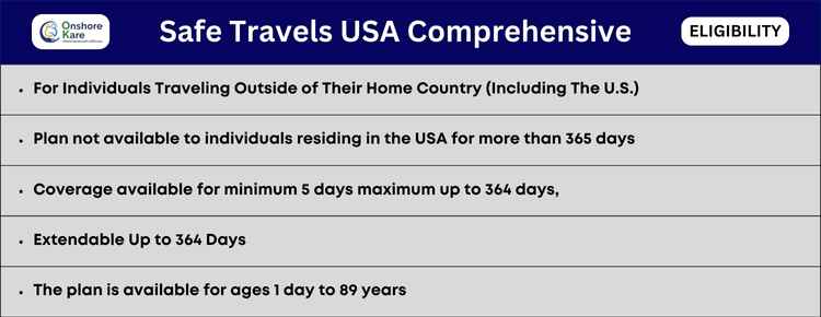 Safe Travels USA Comprehensive Insurance Plan Eligibility